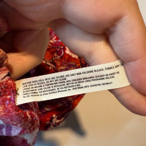 Intimately Free People Women L Floral Wide Leg Pants Red Flowy Pull On Bohemian - Picture 6 of 11